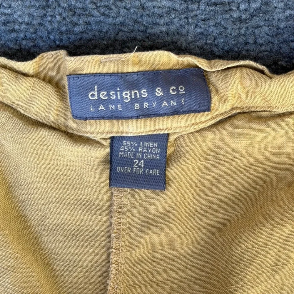 Lane Bryant Designs & Co Mustard Yellow Linen‎ Blend Tapered Pants Plus Size 24